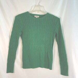 St. Johns Bay Classic Cable Knit Kelly Green Sweater Womens Small St Patricks